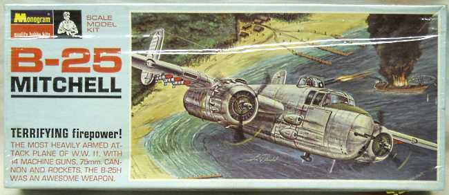 Monogram 1/70 B-25 Mitchell Blue Box Issue, PA196-130 plastic model kit